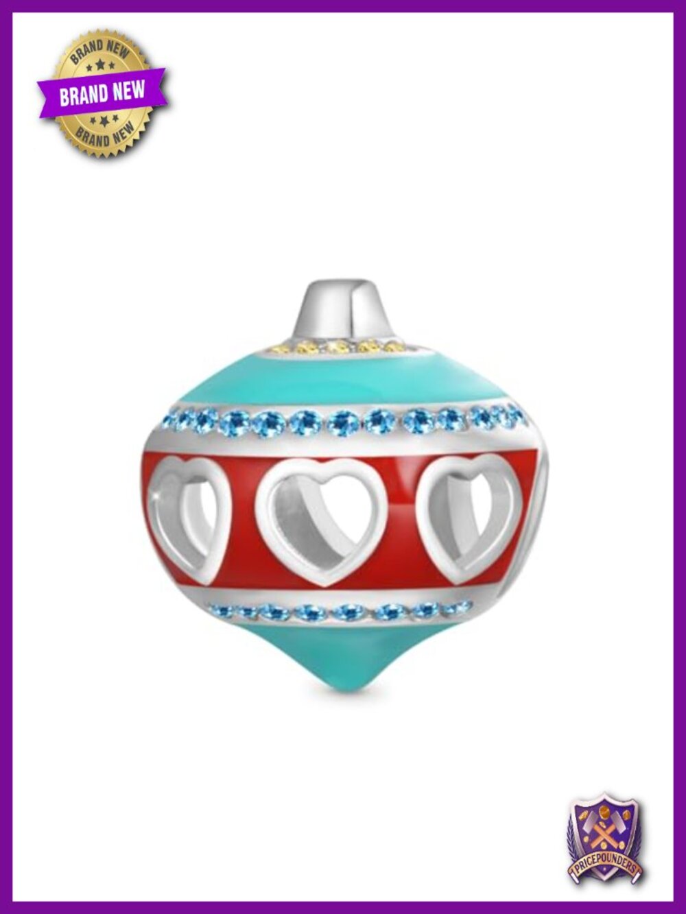 Sterling Silver Christmas Ball Charm Bead 925 Pendant